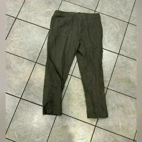 Talbots Olive Green Elastic $ drawstring waist w/Porkchop Pockets Size 6 Petite - Picture 2 of 5